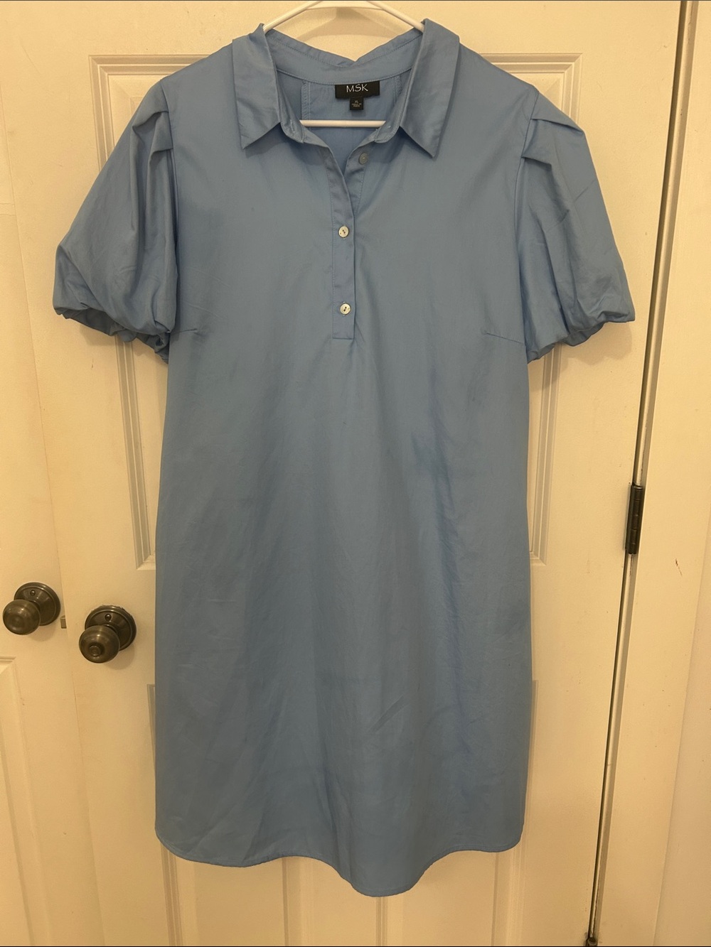 MSK Sky Blue Short Sleeve Button-Front Shirt Dress size XL